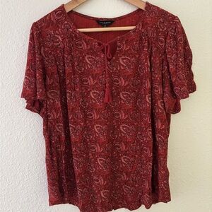 Lucky Brand Red Paisley peasant Top
